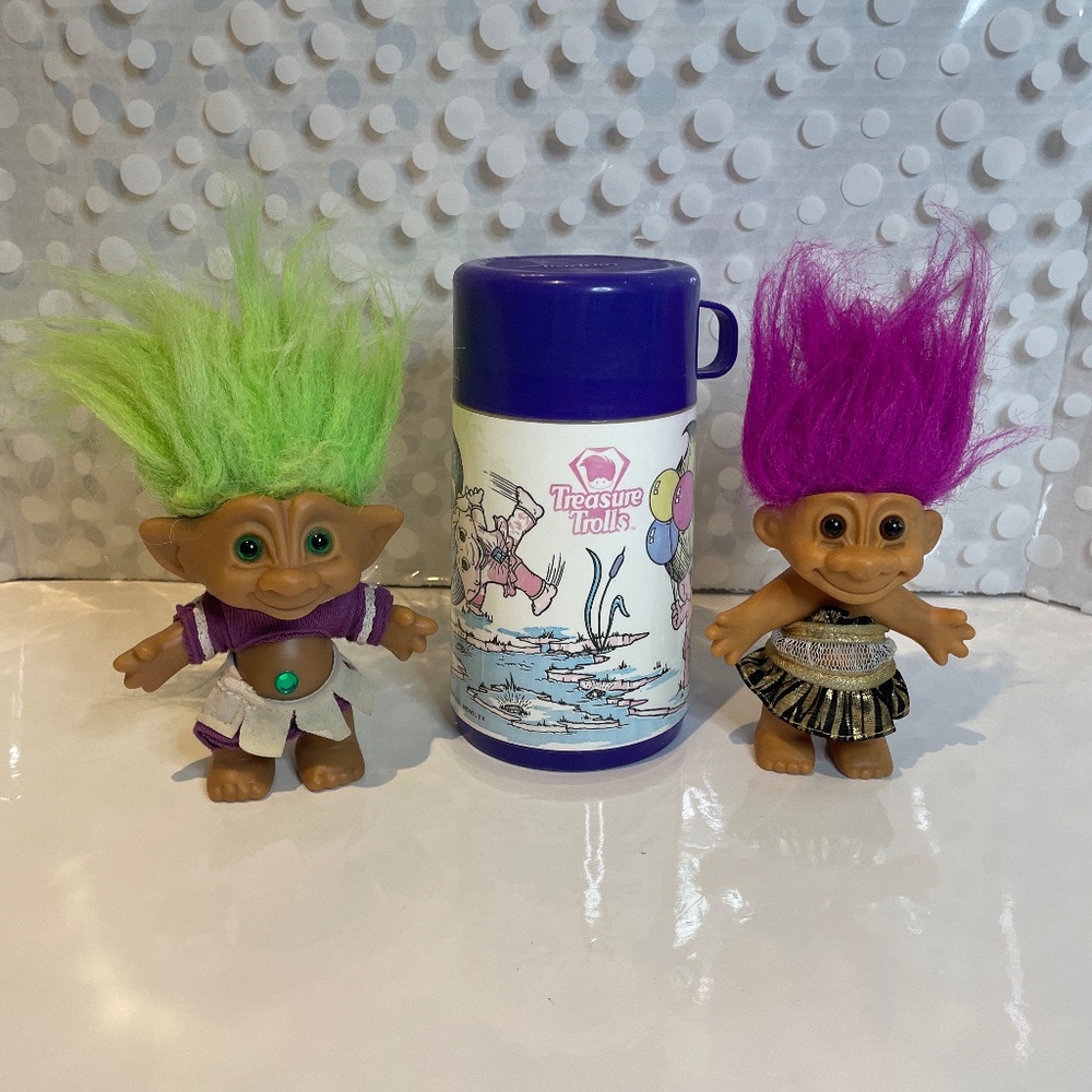 Vintage 90s Treasure Trolls 🧌💎Thermos & doll bundle